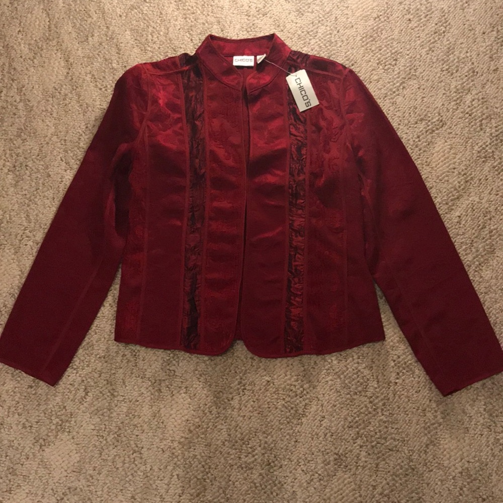 NWT Chico’s Burgundy jacket sz 8
